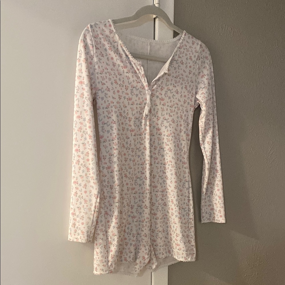 Floral Long Sleeve Lounge Romper